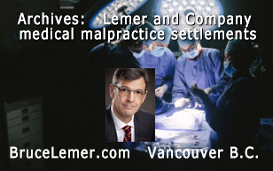 Bruce Lemer, photo with photo of doctors in surgery in background - Archives 2015 of medical malpractice settlements - click for more info