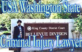 Photo of Criminal Defense Attorney, Dil Gosal, standing in front of Washington State, King County District Court House, Bellevue Division -  Gosal is licensed attorney in Wahington USA as well as BC Canada, speaks Punjabi and English